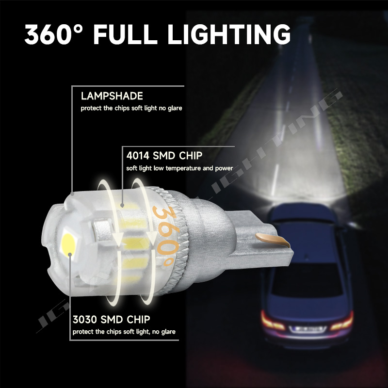 JG Auto T10 W5W 194 168 3030 4014 SMD LED Canbus Car Bulb Reading Dome Interior Side Marker Light White 12-24V