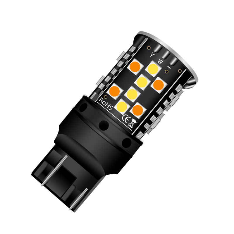 JG T20 9-36V 44smd 3030 Dual Color CANBUS Anti Hyper Flash Bulb 2800LM 28W Turn Signal Light 1157 BAY15D 7443 Switchback LED