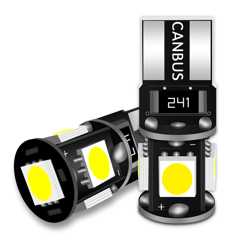 T10 5SMD 5050 Super Bright w5w 1.5W 12V Led Car Light License Plate Courtesy Step Map Lights Trunk Lamp Led Car Light