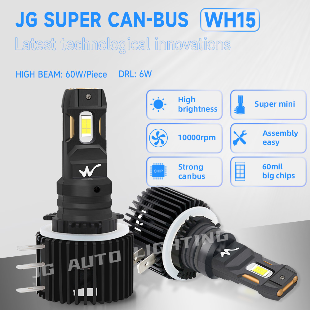 JG led headlight H15 Bulbs DRL 60W 6000LM 6000K Canbus Day Driving Running Light Auto Lamp for VW Audi BMW